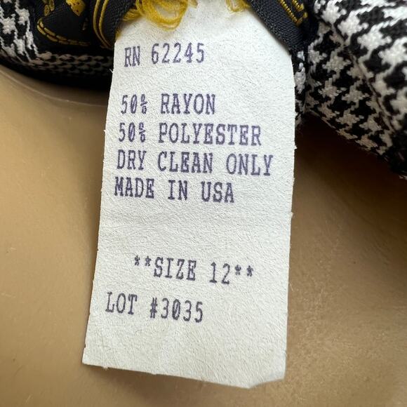 Positive Influence (12) DEADSTOCK USA VINTAGE 80s Black Red Houndstooth Dress - Picture 9 of 10